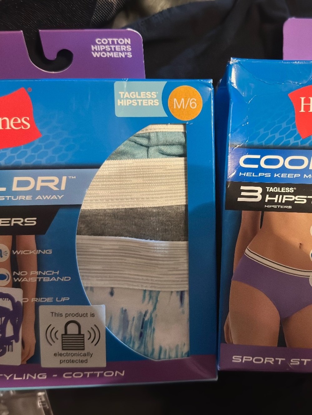 2 new packs Hands Cool Dri tagless hipster panties sz M/6